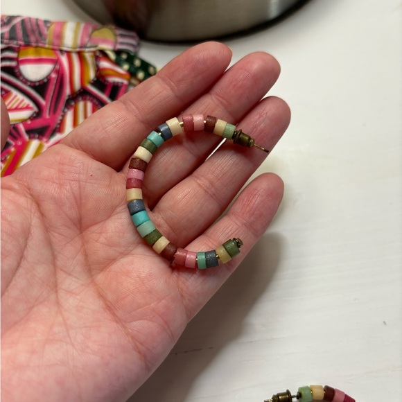 Noonday Multicolored Bead Hoop Earrings - Picture 3 of 3